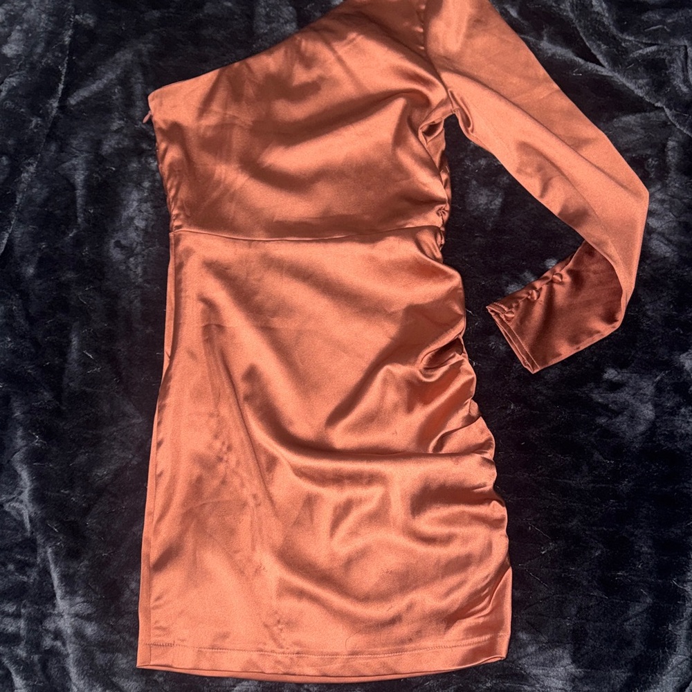 One-Shoulder Rust Dress